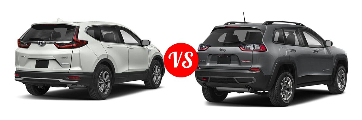 2022 Honda CR-V SUV Hybrid EX-L vs. 2022 Jeep Cherokee SUV Trailhawk - Rear Right Comparison