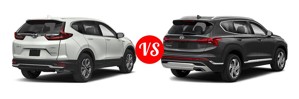 2022 Honda CR-V SUV Hybrid EX-L vs. 2022 Hyundai Santa Fe SUV SEL - Rear Right Comparison
