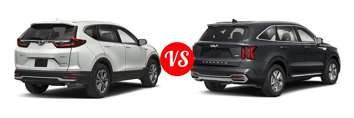 2022 Honda CR-V SUV Hybrid EX-L vs. 2022 Kia Sorento SUV Hybrid S - Rear Right Comparison