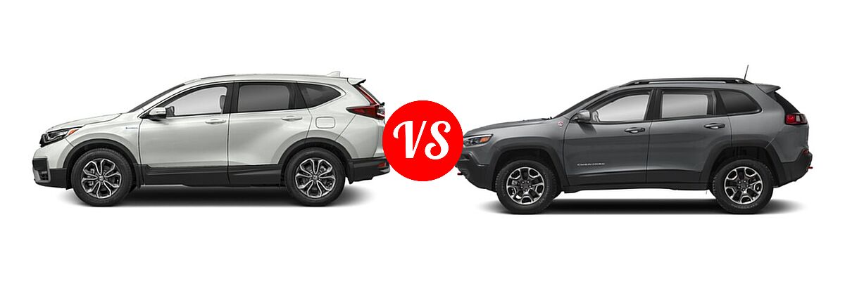 2022 Honda CR-V SUV Hybrid EX-L vs. 2022 Jeep Cherokee SUV Trailhawk - Side Comparison
