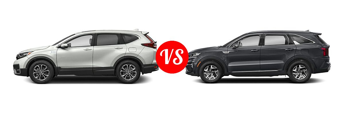 2022 Honda CR-V SUV Hybrid EX-L vs. 2022 Kia Sorento SUV Hybrid EX - Side Comparison