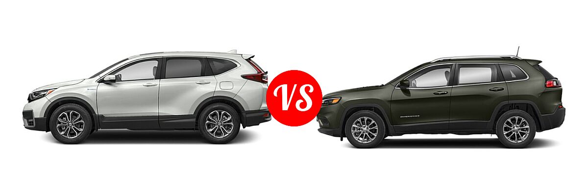 2022 Honda CR-V SUV Hybrid EX-L vs. 2022 Jeep Cherokee SUV Altitude / Latitude Lux / Limited / X - Side Comparison