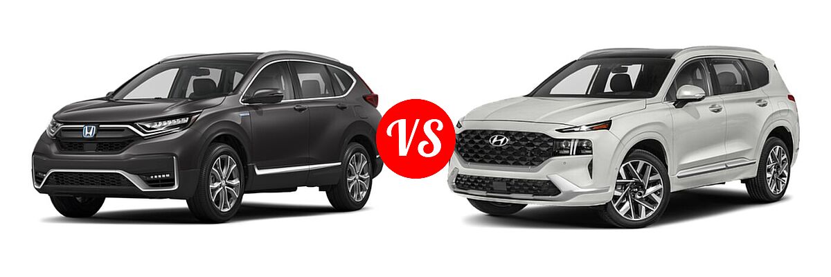 2022 Honda CR-V SUV Hybrid Touring vs. 2022 Hyundai Santa Fe SUV Calligraphy - Front Left Comparison