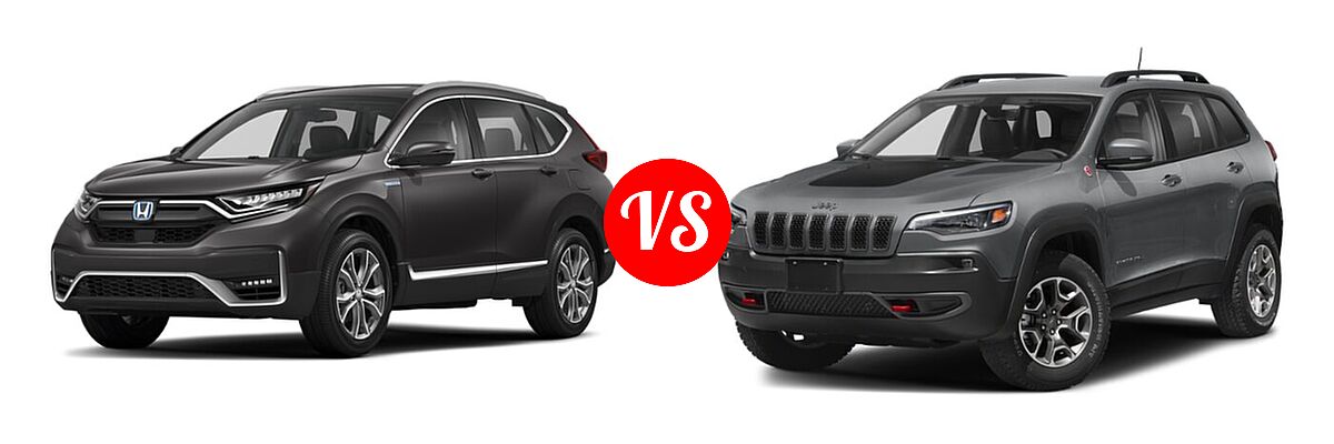 2022 Honda CR-V SUV Hybrid Touring vs. 2022 Jeep Cherokee SUV Trailhawk - Front Left Comparison