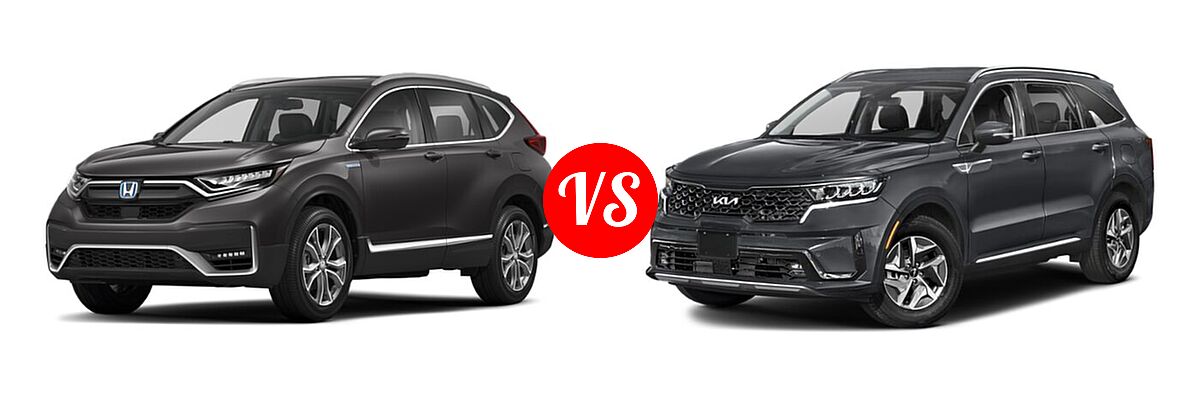 2022 Honda CR-V SUV Hybrid Touring vs. 2022 Kia Sorento SUV Hybrid EX - Front Left Comparison
