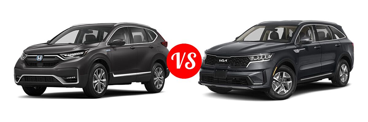 2022 Honda CR-V SUV Hybrid Touring vs. 2022 Kia Sorento SUV Hybrid S - Front Left Comparison