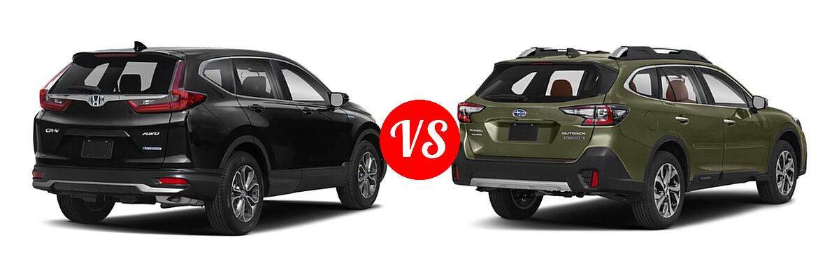 2022 Honda CR-V SUV Hybrid EX vs. 2022 Subaru Outback SUV Touring XT - Rear Right Comparison