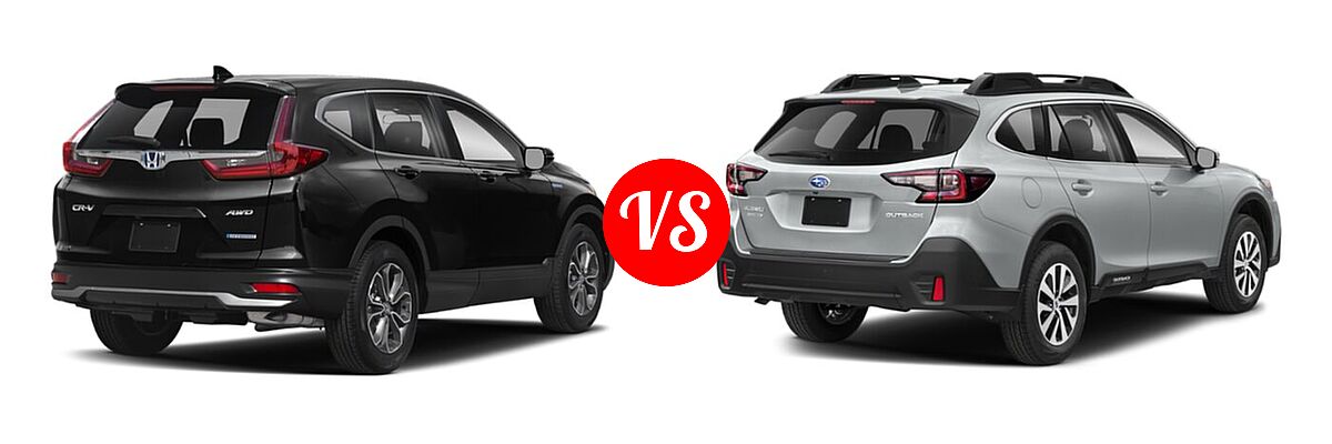 2022 Honda CR-V SUV Hybrid EX vs. 2022 Subaru Outback SUV CVT - Rear Right Comparison
