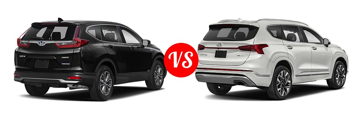 2022 Honda CR-V SUV Hybrid EX vs. 2022 Hyundai Santa Fe SUV Calligraphy - Rear Right Comparison