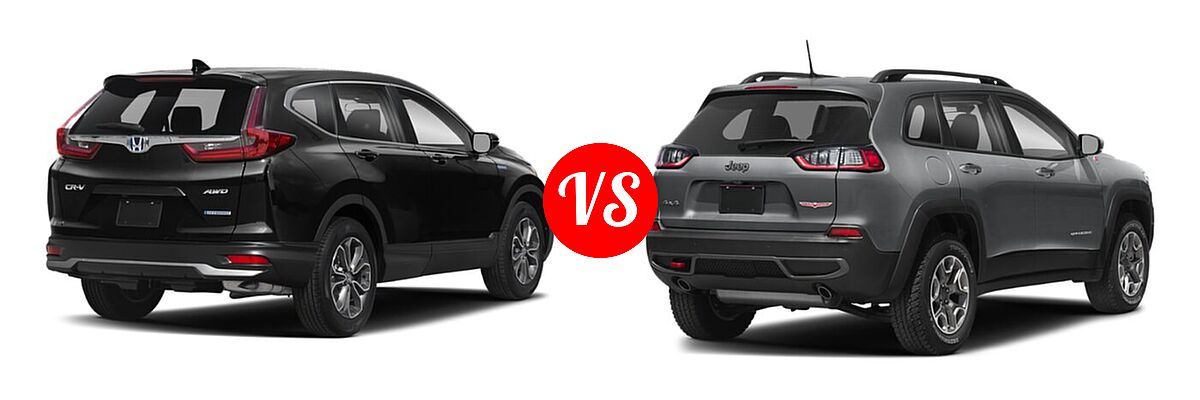 2022 Honda CR-V SUV Hybrid EX vs. 2022 Jeep Cherokee SUV Trailhawk - Rear Right Comparison