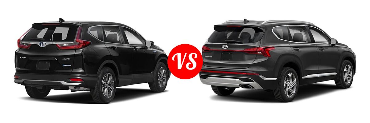 2022 Honda CR-V SUV Hybrid EX vs. 2022 Hyundai Santa Fe SUV SEL - Rear Right Comparison