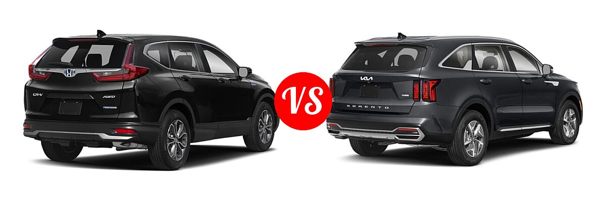 2022 Honda CR-V SUV Hybrid EX vs. 2022 Kia Sorento SUV Hybrid S - Rear Right Comparison