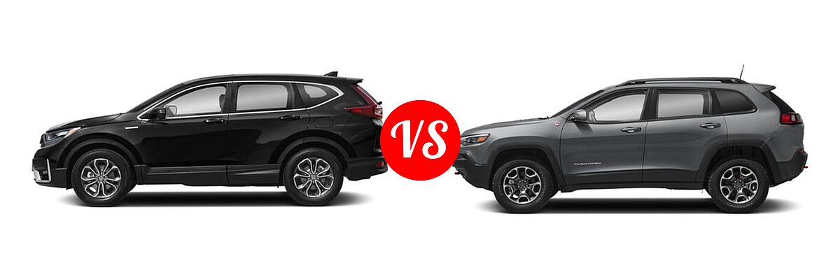 2022 Honda CR-V SUV Hybrid EX vs. 2022 Jeep Cherokee SUV Trailhawk - Side Comparison
