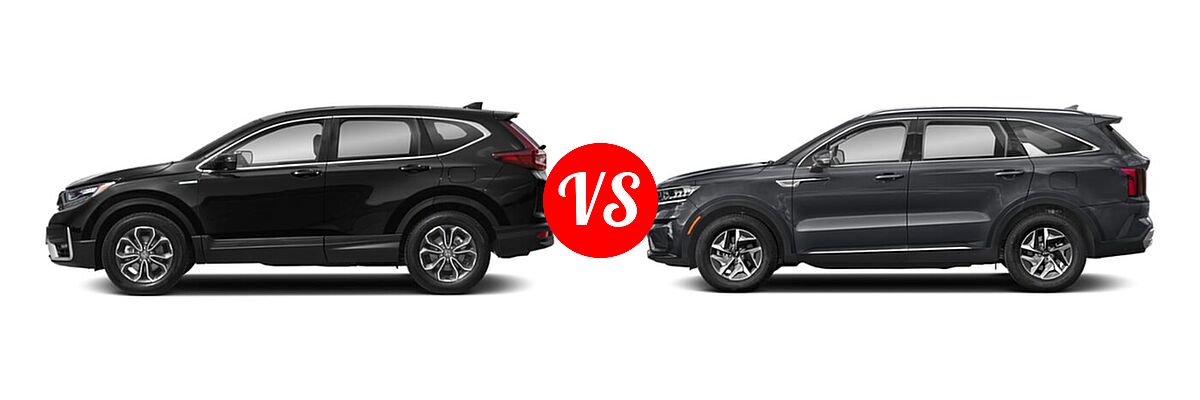 2022 Honda CR-V SUV Hybrid EX vs. 2022 Kia Sorento SUV Hybrid EX - Side Comparison