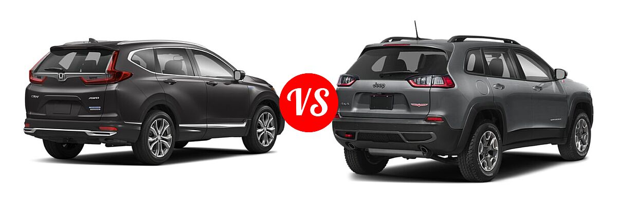 2022 Honda CR-V SUV Hybrid Touring vs. 2022 Jeep Cherokee SUV Trailhawk - Rear Right Comparison
