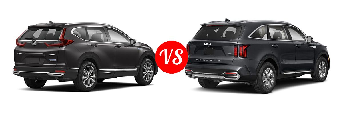 2022 Honda CR-V SUV Hybrid Touring vs. 2022 Kia Sorento SUV Hybrid S - Rear Right Comparison