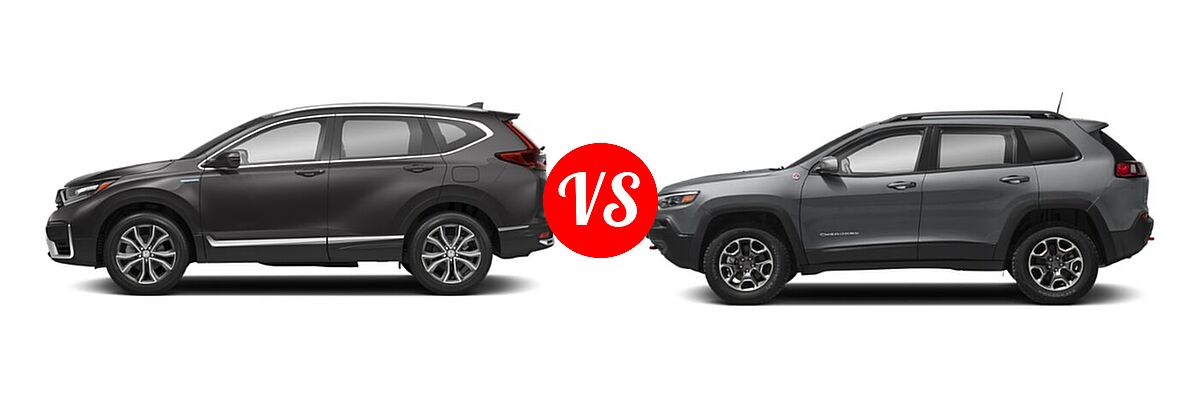 2022 Honda CR-V SUV Hybrid Touring vs. 2022 Jeep Cherokee SUV Trailhawk - Side Comparison