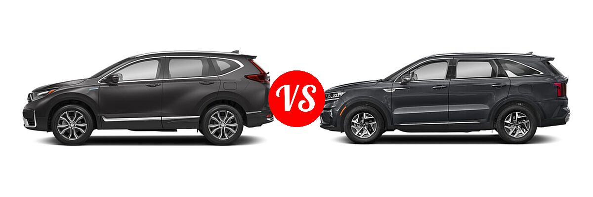 2022 Honda CR-V SUV Hybrid Touring vs. 2022 Kia Sorento SUV Hybrid EX - Side Comparison