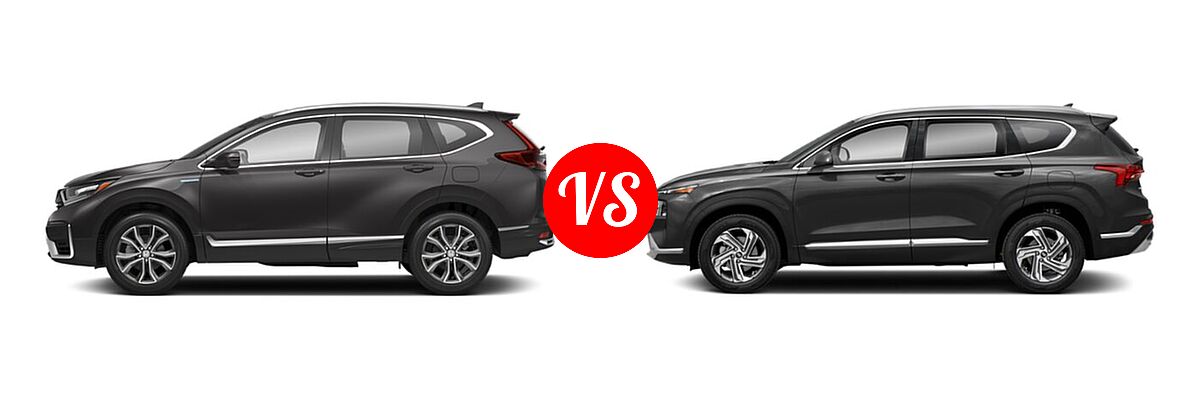 2022 Honda CR-V SUV Hybrid Touring vs. 2022 Hyundai Santa Fe SUV SEL - Side Comparison
