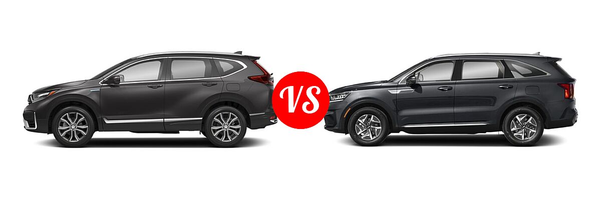 2022 Honda CR-V SUV Hybrid Touring vs. 2022 Kia Sorento SUV Hybrid S - Side Comparison