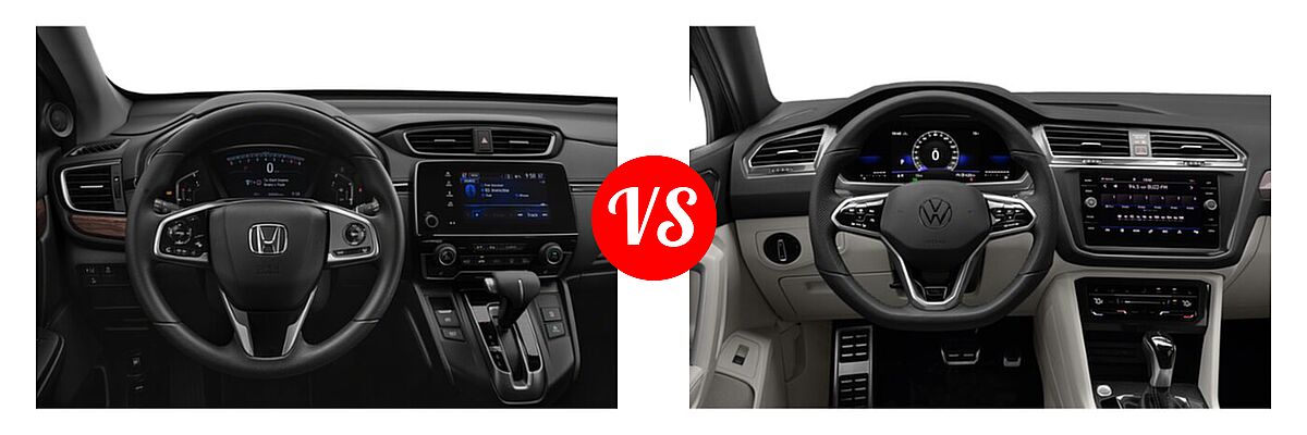 2022 Honda CR-V SUV EX vs. 2022 Volkswagen Tiguan SUV SE R-Line Black - Dashboard Comparison