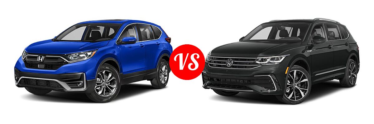 2022 Honda CR-V SUV EX vs. 2022 Volkswagen Tiguan SUV SEL R-Line - Front Left Comparison