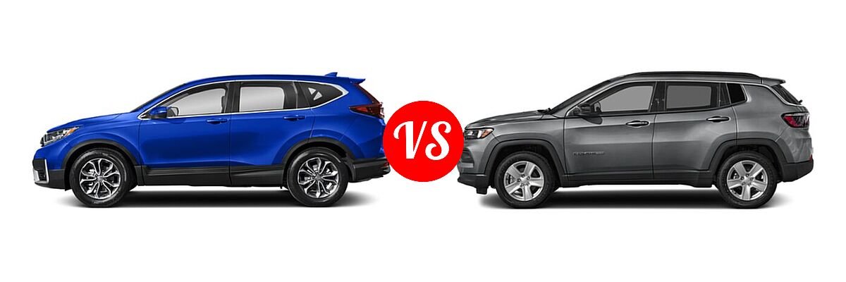 2022 Honda CR-V SUV EX vs. 2022 Jeep Compass SUV (RED) Edition / High Altitude / Latitude / Latitude Lux / Limited / Sport / Trailhawk - Side Comparison