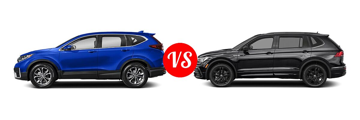2022 Honda CR-V SUV EX vs. 2022 Volkswagen Tiguan SUV SE R-Line Black - Side Comparison