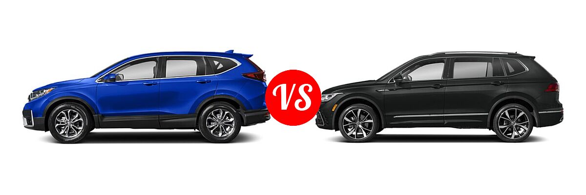 2022 Honda CR-V SUV EX vs. 2022 Volkswagen Tiguan SUV SEL R-Line - Side Comparison