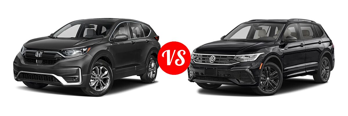 2022 Honda CR-V SUV EX-L vs. 2022 Volkswagen Tiguan SUV SE R-Line Black - Front Left Comparison