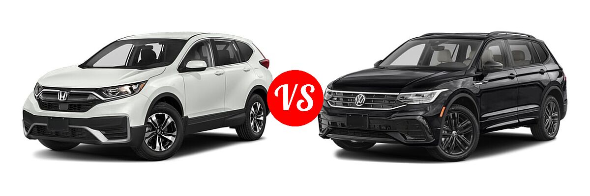 2022 Honda CR-V SUV Touring vs. 2022 Volkswagen Tiguan SUV SE R-Line Black - Front Left Comparison