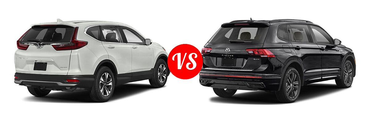 2022 Honda CR-V SUV Touring vs. 2022 Volkswagen Tiguan SUV SE R-Line Black - Rear Right Comparison