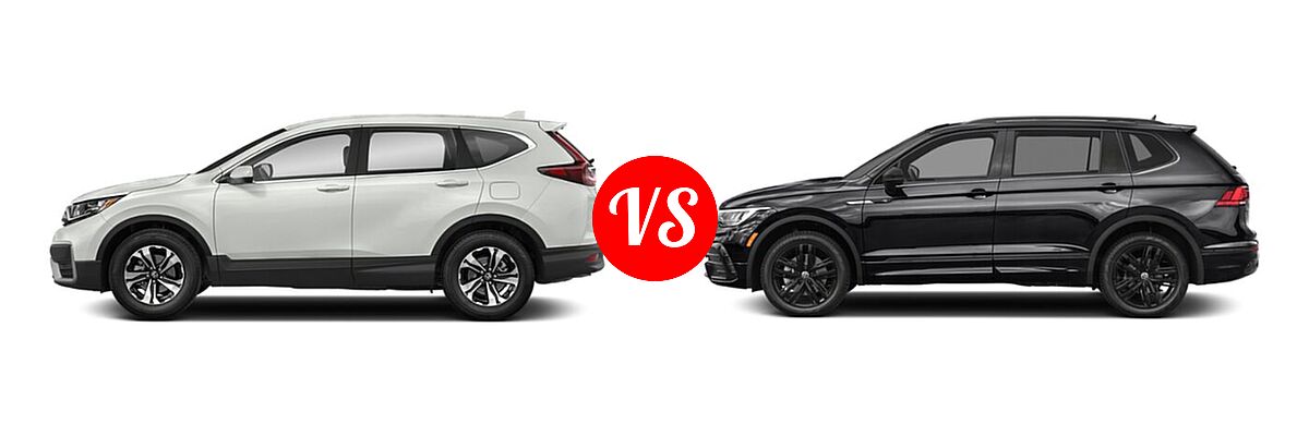 2022 Honda CR-V SUV Touring vs. 2022 Volkswagen Tiguan SUV SE R-Line Black - Side Comparison