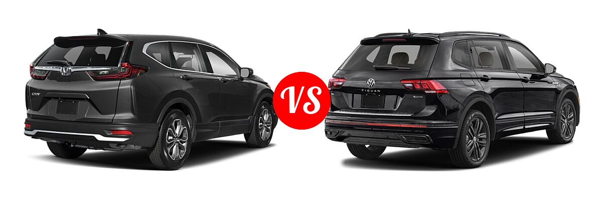 2022 Honda CR-V SUV EX-L vs. 2022 Volkswagen Tiguan SUV SE R-Line Black - Rear Right Comparison