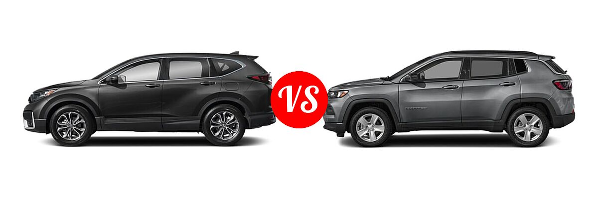 2022 Honda CR-V SUV EX-L vs. 2022 Jeep Compass SUV (RED) Edition / High Altitude / Latitude / Latitude Lux / Limited / Sport / Trailhawk - Side Comparison