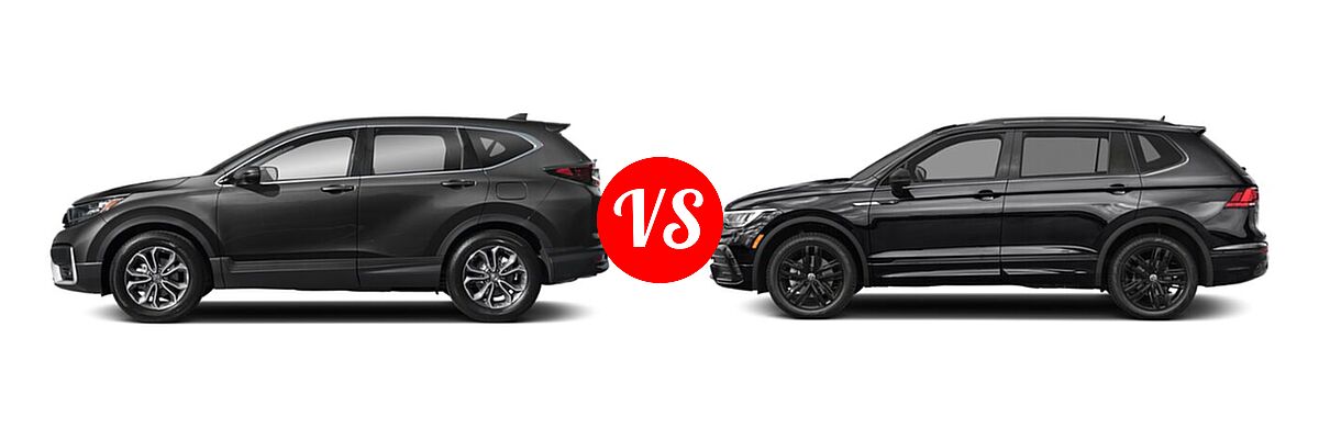 2022 Honda CR-V SUV EX-L vs. 2022 Volkswagen Tiguan SUV SE R-Line Black - Side Comparison