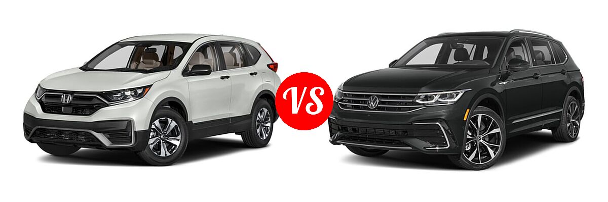 2022 Honda CR-V SUV LX vs. 2022 Volkswagen Tiguan SUV SEL R-Line - Front Left Comparison