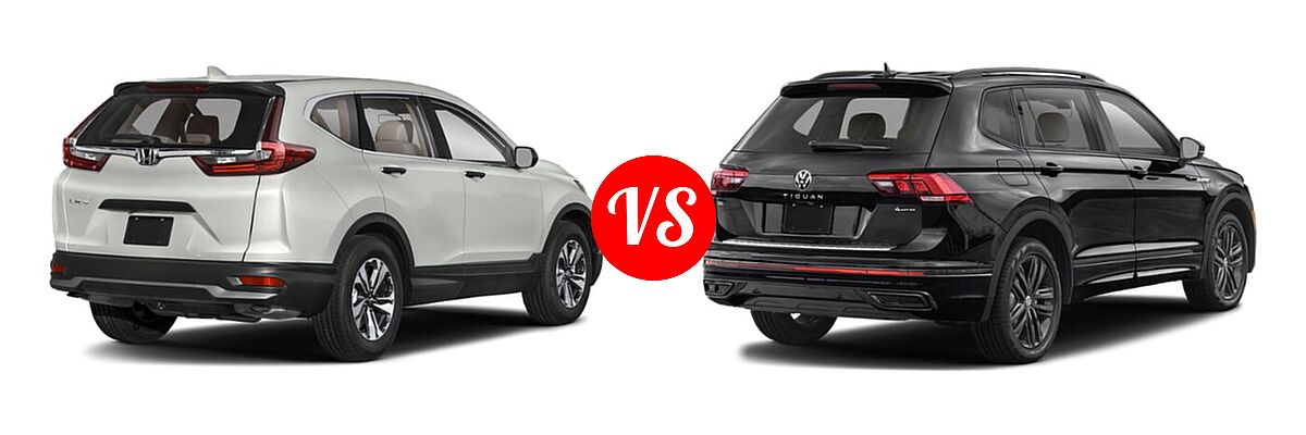 2022 Honda CR-V SUV LX vs. 2022 Volkswagen Tiguan SUV SE R-Line Black - Rear Right Comparison