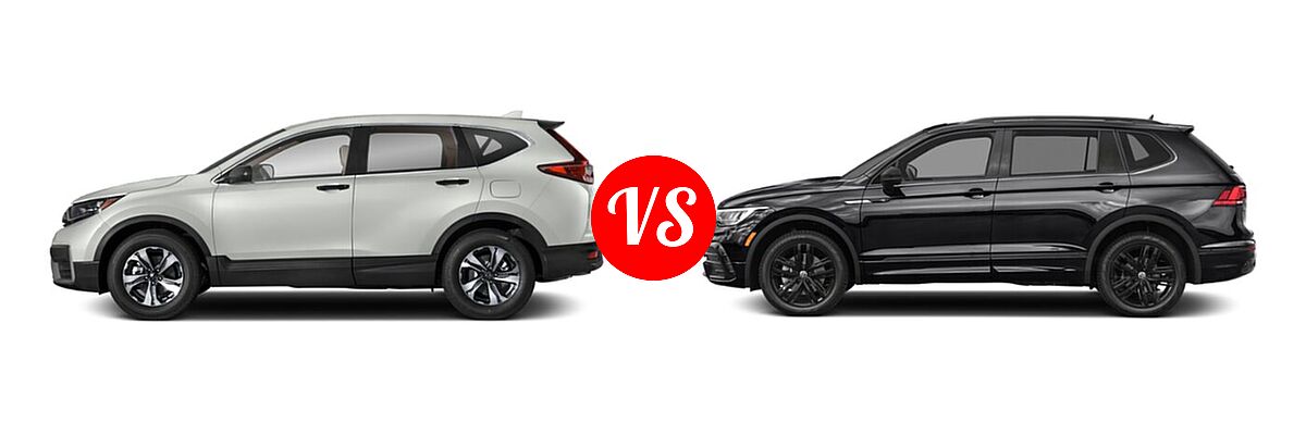 2022 Honda CR-V SUV LX vs. 2022 Volkswagen Tiguan SUV SE R-Line Black - Side Comparison