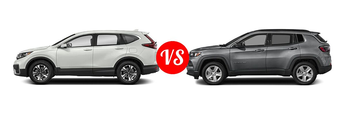2022 Honda CR-V SUV Special Edition vs. 2022 Jeep Compass SUV (RED) Edition / High Altitude / Latitude / Latitude Lux / Limited / Sport / Trailhawk - Side Comparison