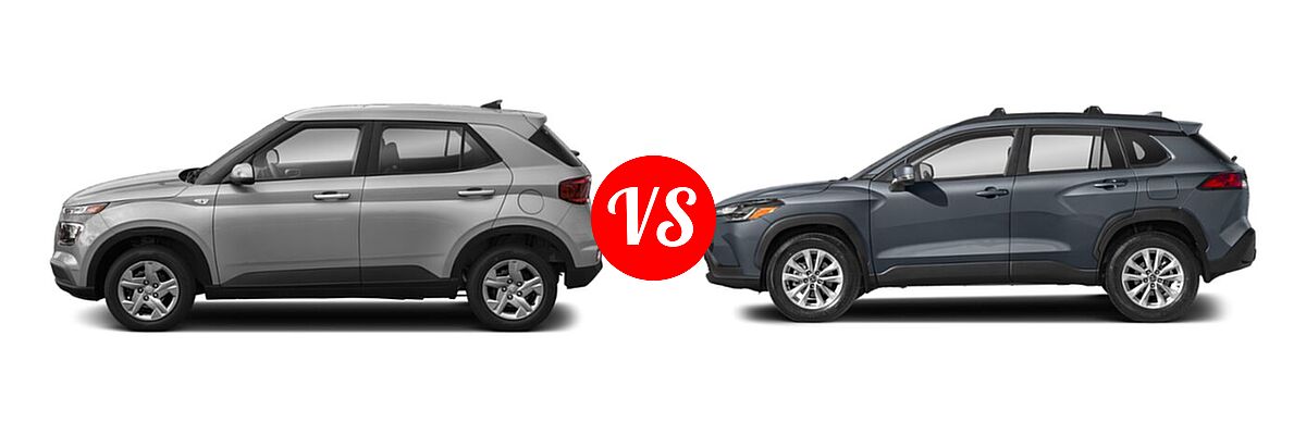 2022 Hyundai Venue SUV SE vs. 2022 Toyota Corolla Cross SUV LE - Side Comparison