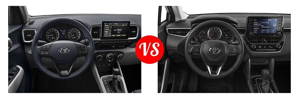 2022 Hyundai Venue SUV Limited vs. 2022 Toyota Corolla Cross SUV LE - Dashboard Comparison