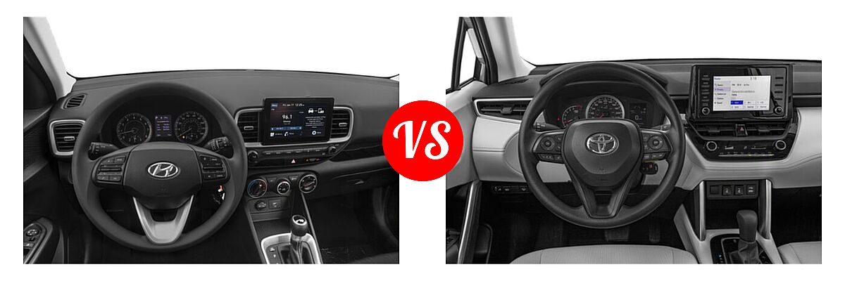 2022 Hyundai Venue SUV SE vs. 2022 Toyota Corolla Cross SUV L / XLE - Dashboard Comparison