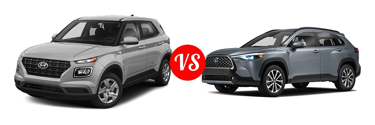 2022 Hyundai Venue SUV SE vs. 2022 Toyota Corolla Cross SUV L / XLE - Front Left Comparison