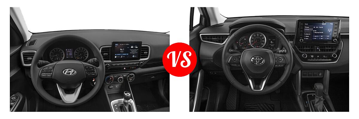 2022 Hyundai Venue SUV SEL vs. 2022 Toyota Corolla Cross SUV LE - Dashboard Comparison
