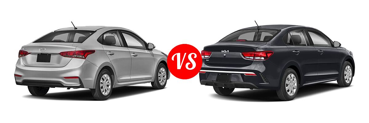 2022 Hyundai Accent Sedan SE vs. 2022 Kia Rio Sedan S - Rear Right Comparison