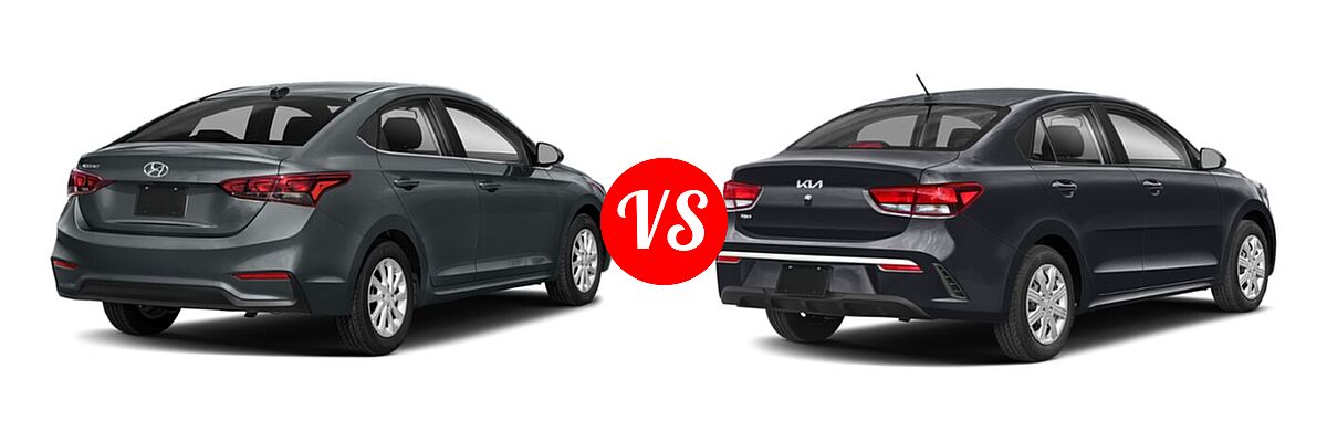 2022 Hyundai Accent Sedan SEL vs. 2022 Kia Rio Sedan S - Rear Right Comparison