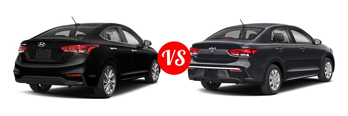2022 Hyundai Accent Sedan Limited vs. 2022 Kia Rio Sedan S - Rear Right Comparison