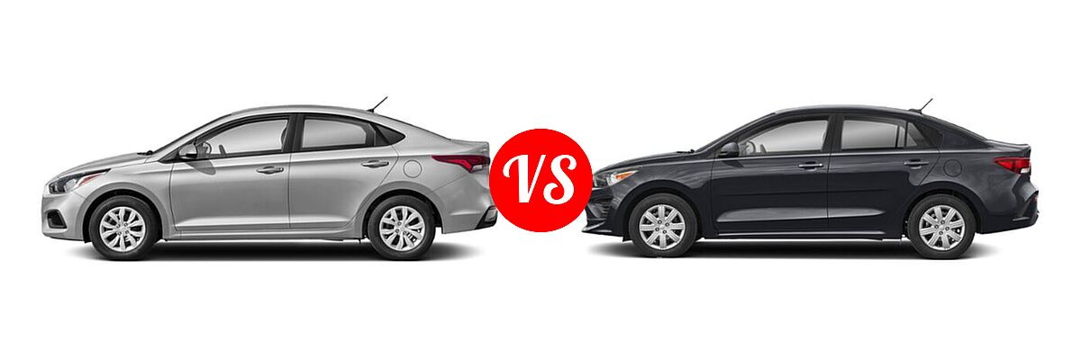 2022 Hyundai Accent Sedan SE vs. 2022 Kia Rio Sedan S - Side Comparison