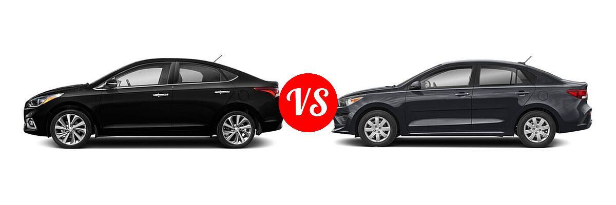 2022 Hyundai Accent Sedan Limited vs. 2022 Kia Rio Sedan S - Side Comparison